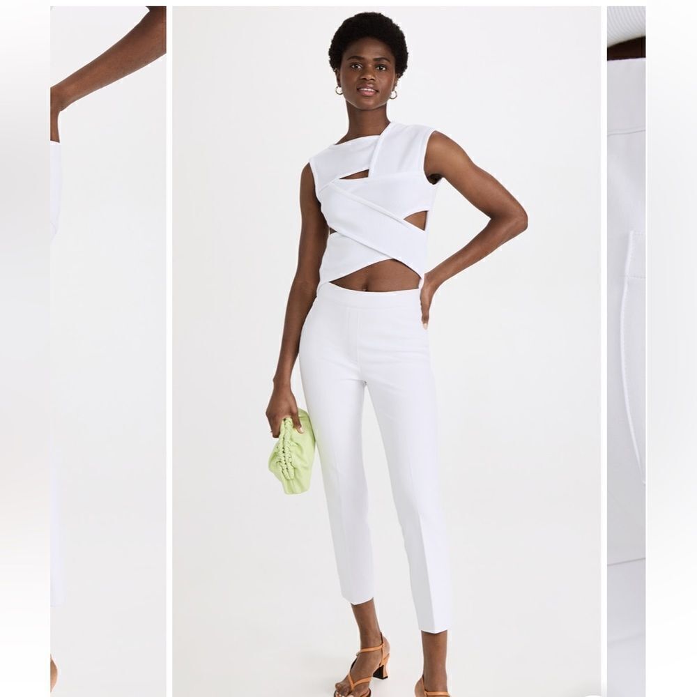NWT SPANX WHITE SLIM STRAIGHT ANKLE PANT SIZE SM PETITE RETAIL $148 NON SEE THRU